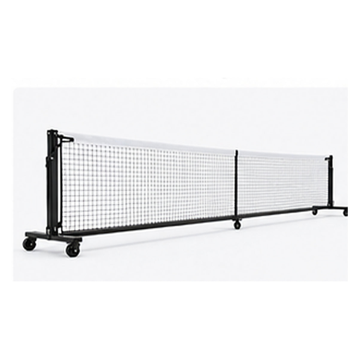 Portable pickleball net system on white background